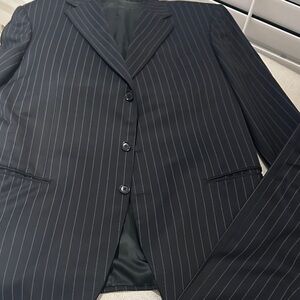 Pal Zileri Black Pinstripe Suit Jacket. Made in Italy.  Light wool fabric.